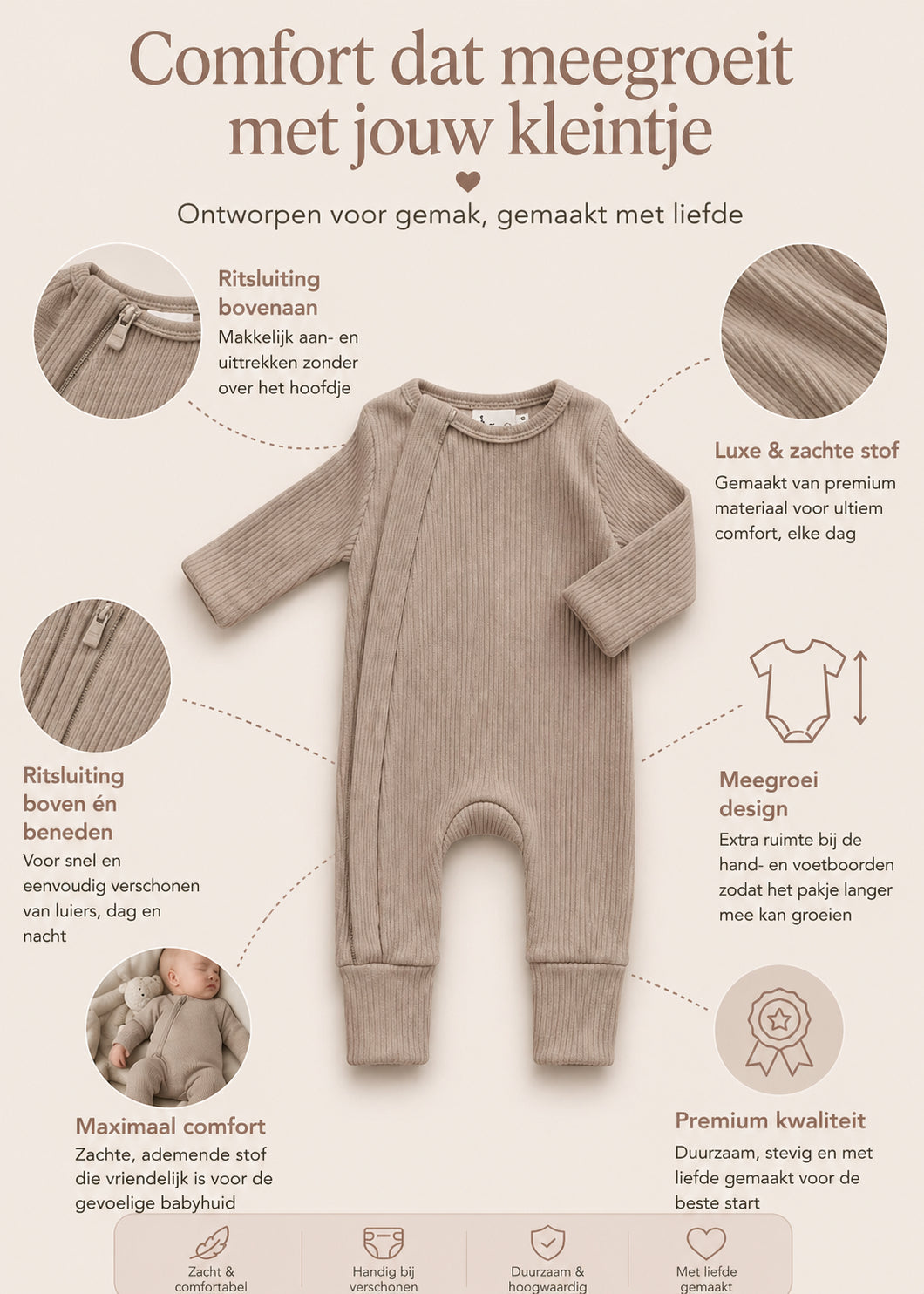 LUXE NEWBORN MEEGROEI BOXPAKJE - TAUPE